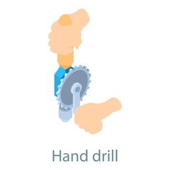 Hand drill icon, isometric 3d style