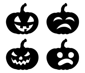 pumpkin smile silhouette set vector symbol icon design. Beautiful illustration isolated on white background