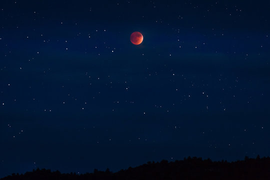 Starry Night and Blood Moon Eclipse