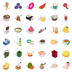 Plum icons set, isometric style