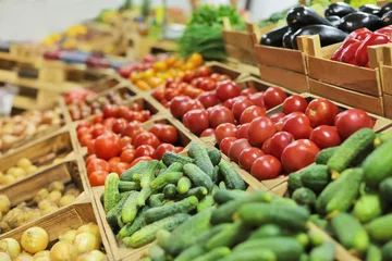 Foto op Plexiglas Assortment of fresh vegetables at market © Africa Studio