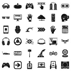 Playing icons set, simple style