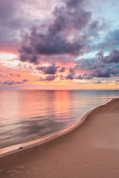 Fototapeta Beautiful vivid sunset at paradise beach Borneo Malaysia