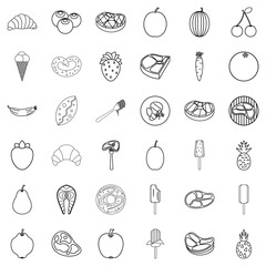 Plate icons set, outline style