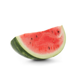 Slice of fresh watermelon on white background