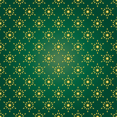 seamless vector pattern in gold color on a dark green background
