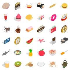 Cupcake icons set, isometric style