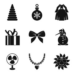 New year magic icons set, simple style