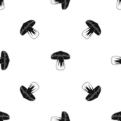Forest mushroom pattern seamless black