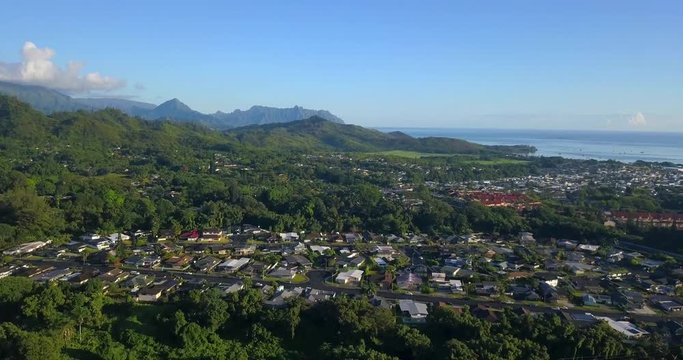 Scenic view of the Stairway to Heaven in Oahu island Hawaii mountains by the Haiku trails.