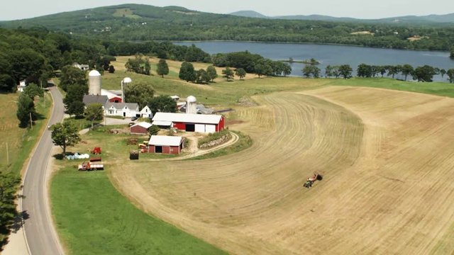 Scenic farm in Union, Maine, aerial