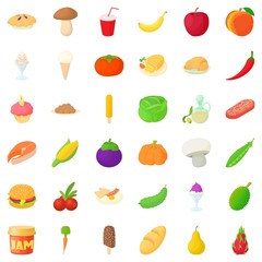 Vegetable icons set, cartoon style