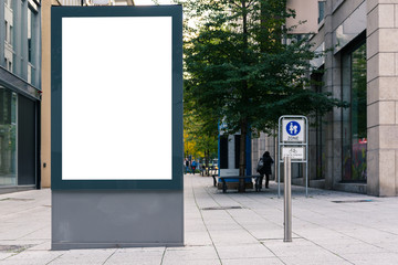 Outdoor City Urban Sidewalk Area Blank Billboard Ad Space Mock Up White Isolated