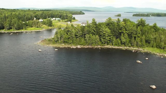 Dam in Rangeley Lake, aerial