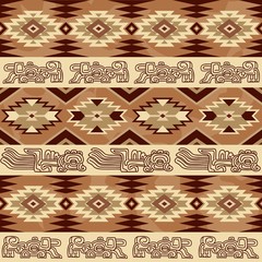 Abstract geometric seamless pattern Aztec traditional ornament