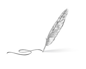 Feather pen icon. Calligraphy sign.