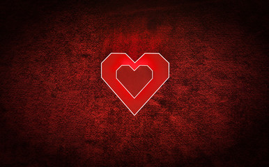 Two Red cardboard heart on velvet. Valentines day background