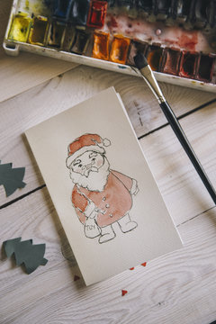 Close-up of handmade Christmas card