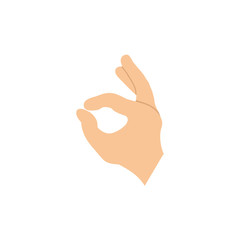 OK sign gesture and sleeve of a jacket. Hand showing ok. Vector illustration