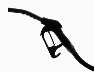 Petrol pump in silhouette on white background
