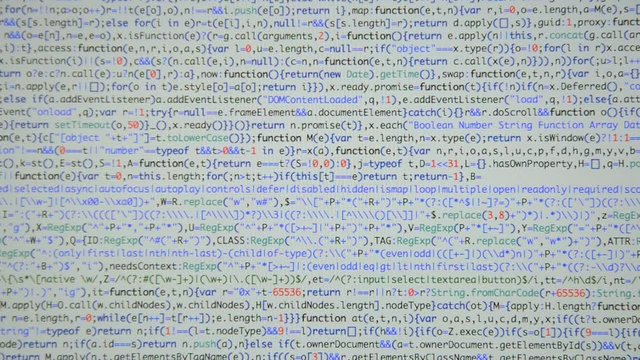 HTML and CSS code developing. Website design code programming on a laptop screen