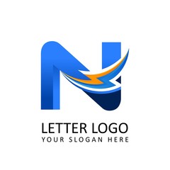 Letter n ELECTRICAL Alphabet Logo