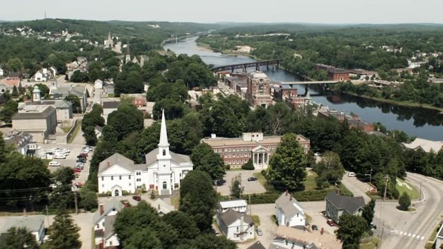 Aerial, town of Augusta near Kennebec River