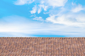 Roof texture with blue sky.