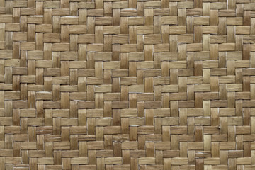 Native Thai style handcraft bamboo weave for Background and backdrop . Texture of handcraft bamboo weave in a neat repeating zig zag pattern.