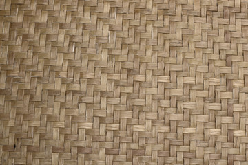   Native Thai style handcraft bamboo weave for Background and backdrop . Texture of handcraft bamboo weave in a neat repeating zig zag pattern.