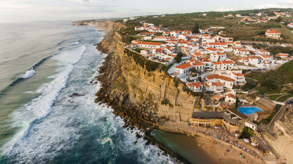 aerial view of ocean near Azenhas do Mar, Portugal seaside town. © vitfedotov