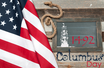 Fototapeta na wymiar Happy Columbus Day. United States flag.