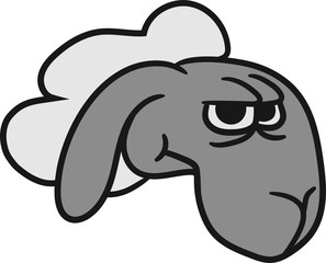 kopf gesicht sauer böse wütend frustriert verärgert beleidigt lamm baby lustig klein süß niedlich comic cartoon schaf ziege wolle bauer bock müde cool