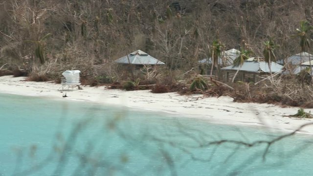Post Hurricane Irma 2017 devastation, Trunk Beach, St John, United States Virgin Islands, 3 days after storm, most powerful storm ever in Atlantic