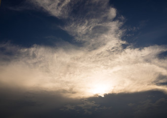 Fototapeta na wymiar Fluffy clouds floating scattered across the sky