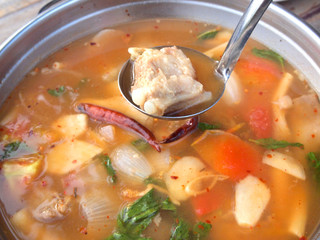 pork knuckle tom yam Thai food in bowl