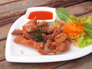 Pork dried one sun and fried.