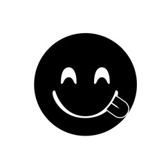 Black smiley and tasting food face with tongue out icon
