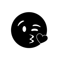 Obraz premium isolated black smiley face with kissing mouth icon