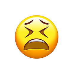 Emoji yellow disappointed and upset face and closing eyes icon