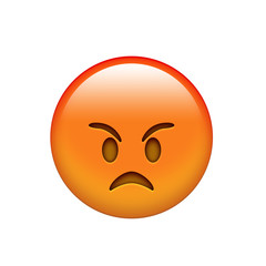 Isolated red angry emotional red face icon
