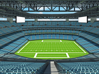 Fototapeta premium Modern American football Stadium with sky blue seats