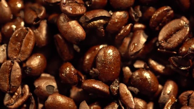 Close up of Roasting Coffee Beans in 4K (UHD)