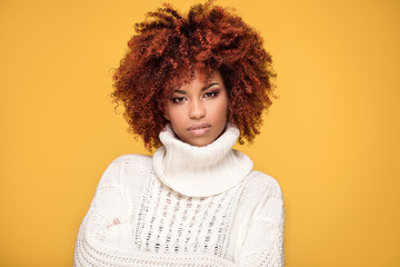 Portrait of beautiful girl with afro hairstyle.