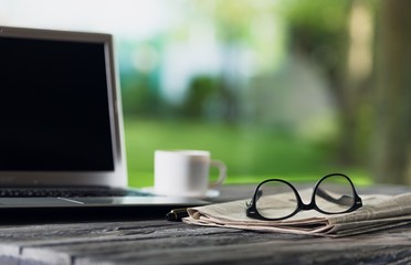 Glasses and laptop.