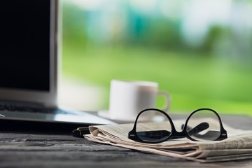 Glasses and laptop.