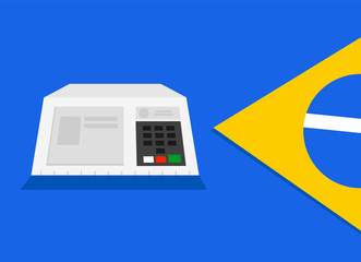 Electronic machine voting urn flag Brazil  illustration - obrazy, fototapety, plakaty