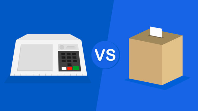 Electronic urn Brazilian vs paper vote urn -  illustration