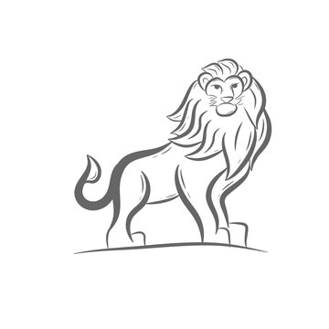 Standing elegant lion