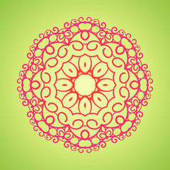 Vector vintage oriental Mandala sign boho frame